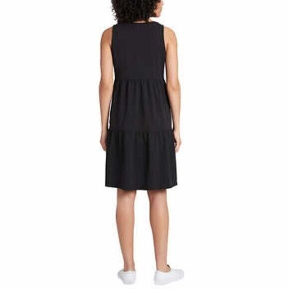 Frye Tiered Black Cotton Summer Dress with Pockets Women's Size XXL Button Front - Picture 3 of 8